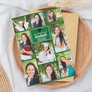 Green Graduate Photo Collage Modern Graduation Announcement
