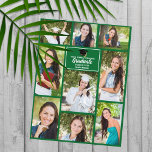 Green Graduate Photo Collage Modern Graduation Postcard<br><div class="desc">This modern green senior graduate photo collage postcard features your favourite 9 student photographs. This beautiful graduation announcement postcard features classy white typography of your high school or college name for the class of 2025. Customize these postcards with your graduating year below the black grad cap. It features 2 horizontal...</div>