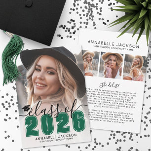 Green Graduate Photo Graduation Announcement