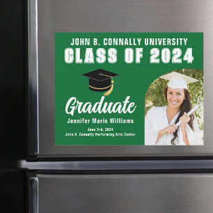 Green Graduate Photo Graduation Magnetic Card