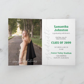 Green Graduate Script Modern Photo Invitation