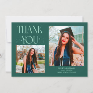Green Graduate Thank You 2-Photo Announcement