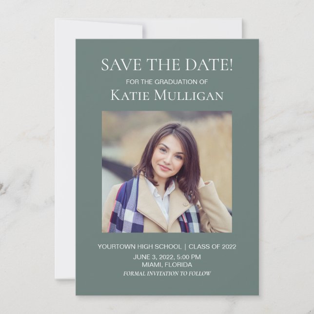 Green Graduation 2 Photo Save Date Class 2022 (Front)