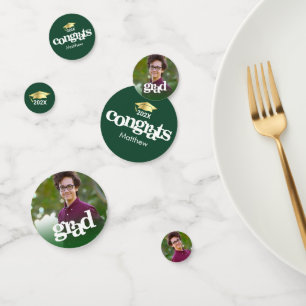 Green graduation 3 photo modern bold typography confetti
