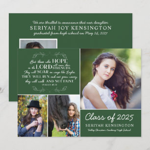 Green Graduation Bible Verse Photo Collage Invitation