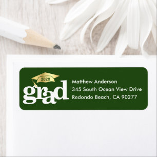 Green Graduation Bold Modern Type Gold Casquette A