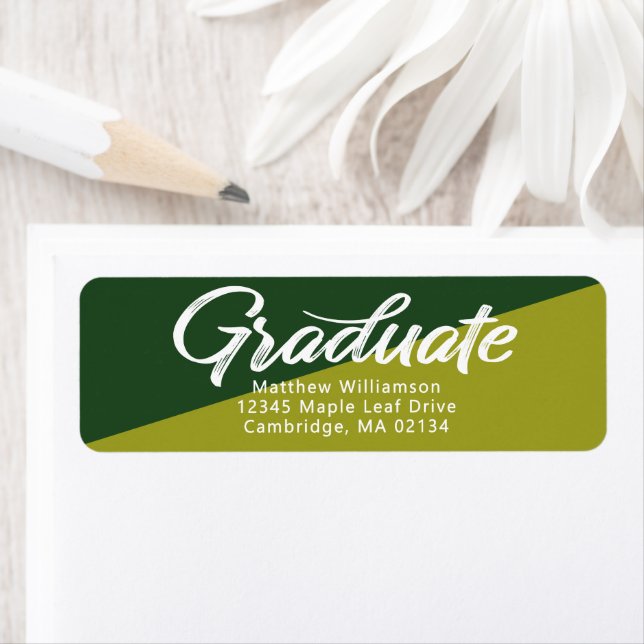 Green Graduation Bold Script Simple Modern Address (Insitu)