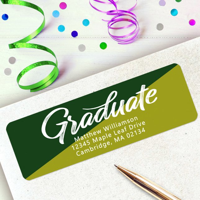Green Graduation Bold Script Simple Modern Address (Creator Uploaded)