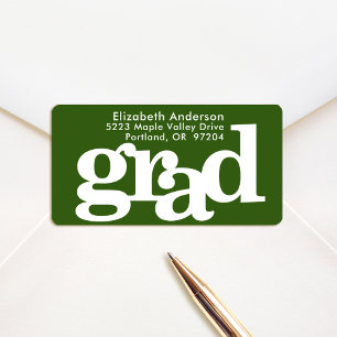 Green graduation bold typography modern address label