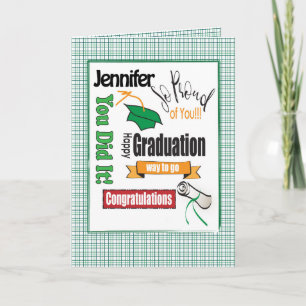 Green Graduation Card to Personalize