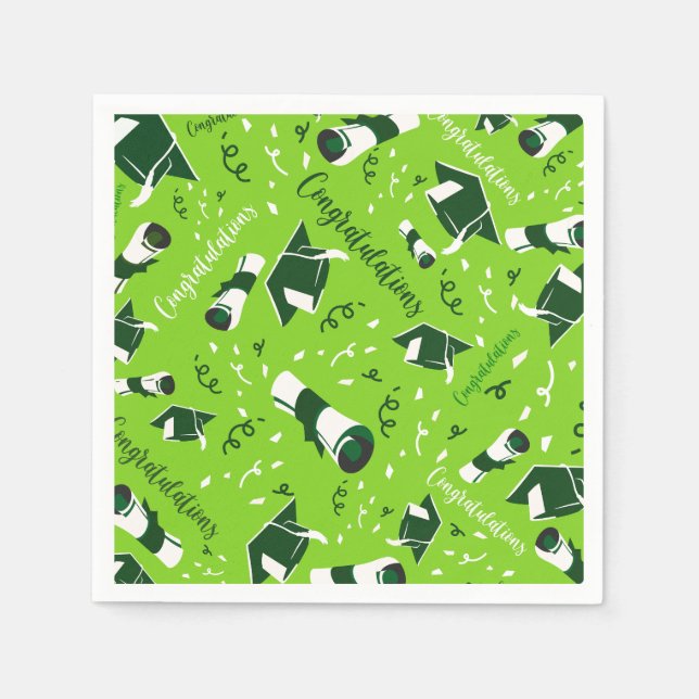 Green Graduation Congratulations Napkin (Front)