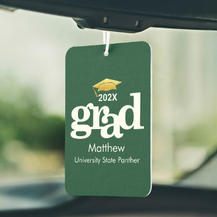 Green Graduation Gold Cap Modern Bold Typography Air Freshener