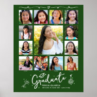 Green Graduation K–12 Photo Collage White Doodles