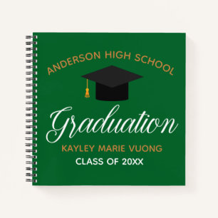 Green Graduation Party Autograph Keepsake Guest Notebook