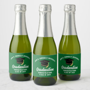 Green Graduation Party Custom Graduate Sparkling Wine Label