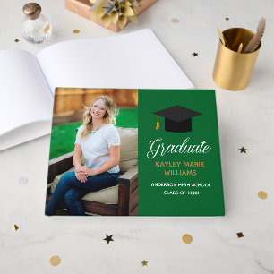 Green Graduation Party Senior Photo Autograph Guest Book