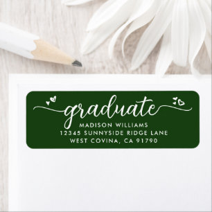 Green Graduation Script Hearts Bold Modern Address