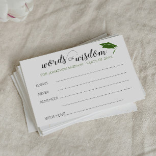 Green Graduation Words of Wisdom Advice Graduate Card