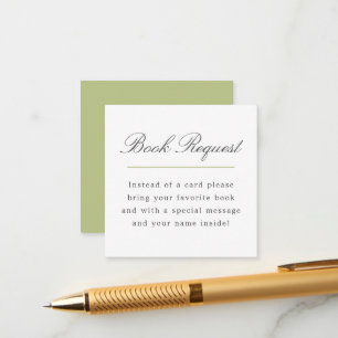 Green Grand Millennial Book Request Baby Shower Enclosure Card