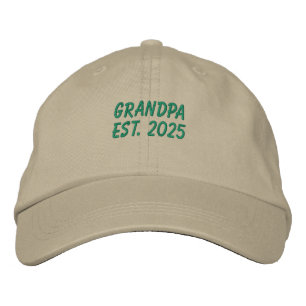 Green Grandpa Est. 2025 Embroidered Baseball Cap