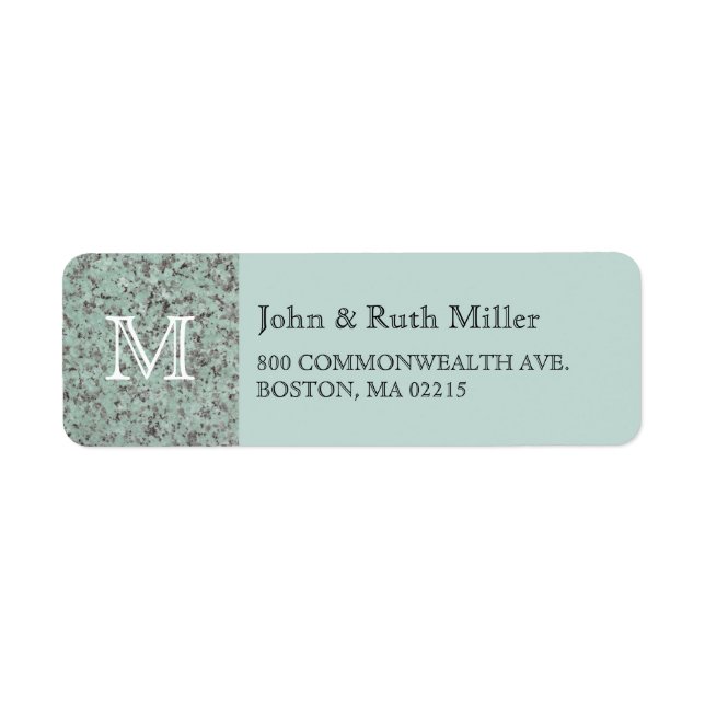 Green Granite Monogram Return Address Labels (Front)