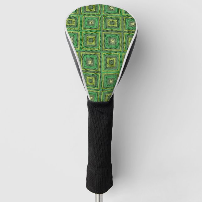 Green Granny Square Pattern Golf Head Cover (Front)