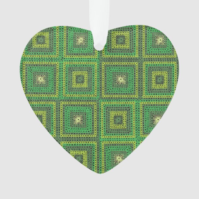 Green Granny Square Pattern Ornament (Front)