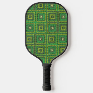 Green Granny Square Pattern Pickleball Paddle