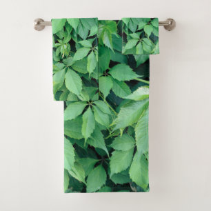 Green Grape Leaves Bath Towel Set