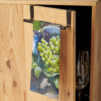 Green Grape Still Life Painting Kitchen Towel