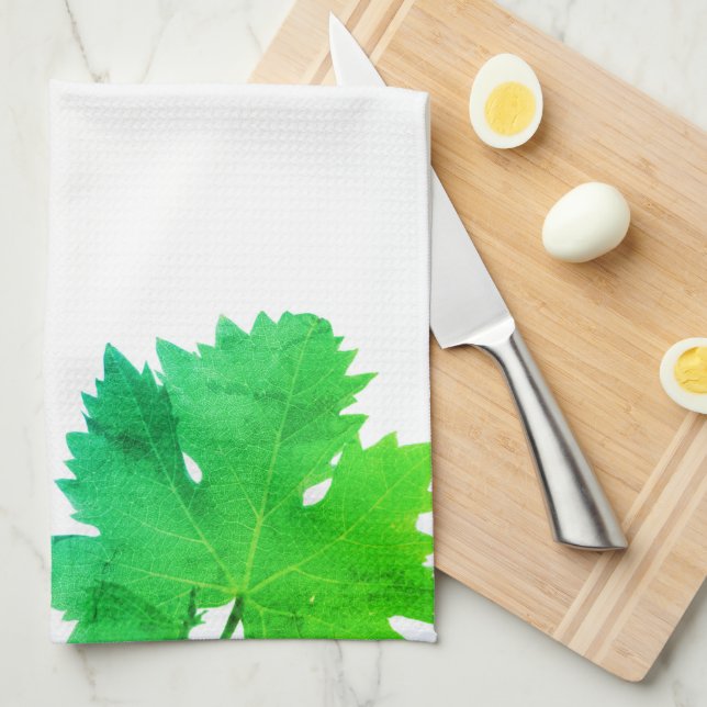 Green Grape Vine Green Leaves Kitchen Towel (Quarter Fold)
