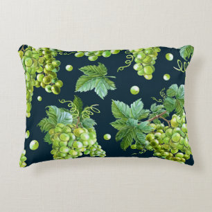 Green Grape: Watercolor Dark Pattern Accent Pillow