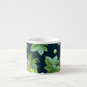 Green Grape: Watercolor Dark Pattern Espresso Cup