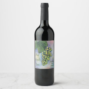 Green Grapes Art Custom White Wine Bottle Label