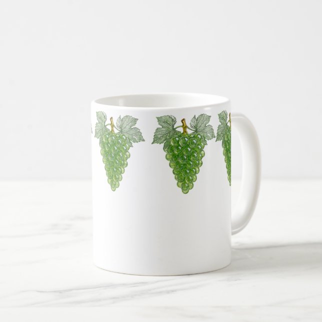 Green Grapes Pattern  Coffee Mug (Front Right)