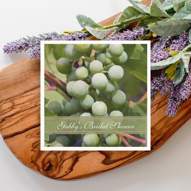 Green Grapes Vineyard Bridal Shower Napkin (Creator Uploaded)