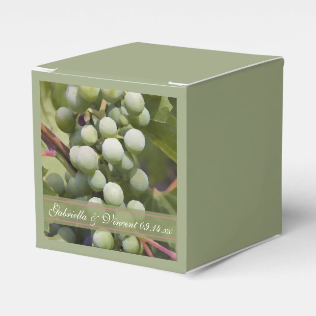 Green Grapes Vineyard Wedding Favor Box (Front Side)