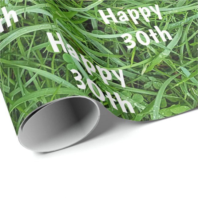 Green Grass 30th Birthday Wrapping Paper (Roll Corner)