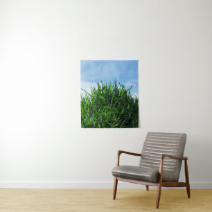 Green grass against the background of the endless  tapestry