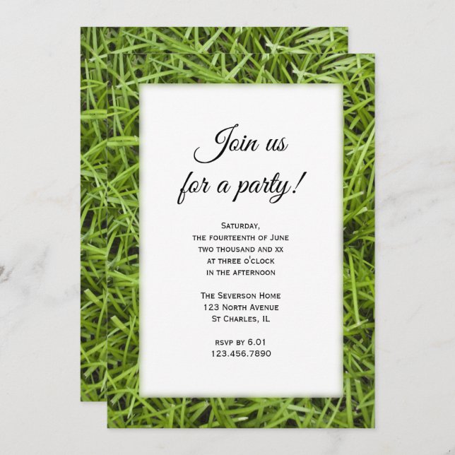 Green Grass Backyard Party Invitation (Front/Back)
