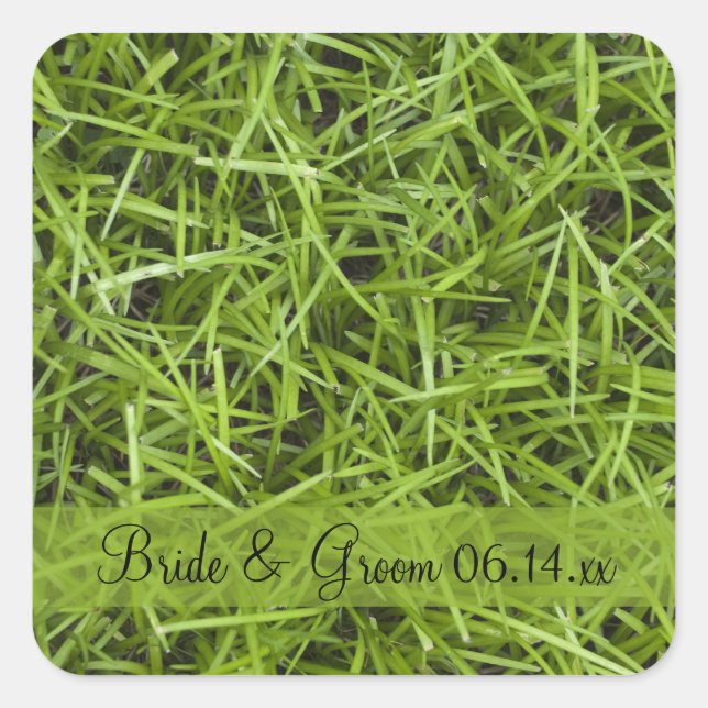Green Grass Backyard Wedding Envelope Seals (Front)