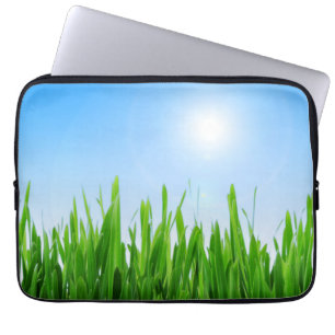 Green Grass Blue Sky Custom Text Template-10826 Laptop Sleeve