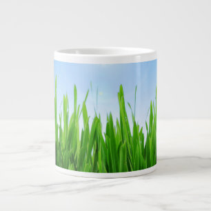 Green Grass Blue Sky Custom Text Template-10826 Large Coffee Mug