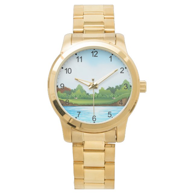 Green Grass Blue Sky Landscape-10826 Watch (Front)