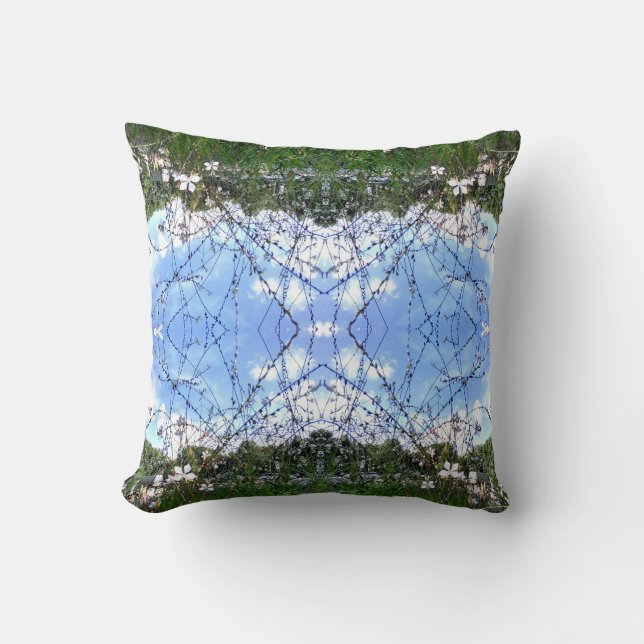 Green Grass Blue Sky Throw Pillow (Front)