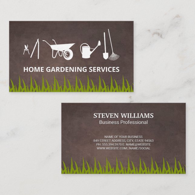 Green Grass | Brown Background Business Card (Front/Back)