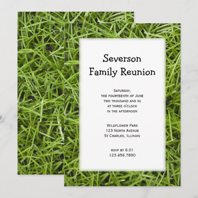 Green Grass Family Reunion Invitation (Devant / Derrière)