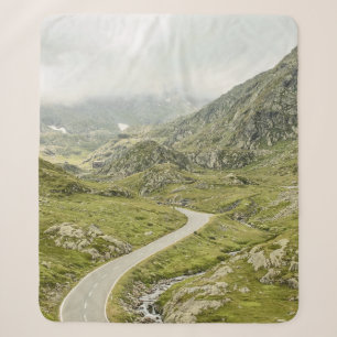 GREEN GRASS FIELD AND MOUNTAIN SHERPA BLANKET