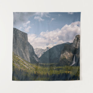 GREEN GRASS FIELD NEAR ROCKY MOUNTAIN UNDER WHITE TAPESTRY