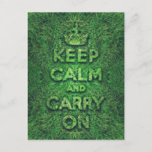 Green grass keep calm and carry on postcard